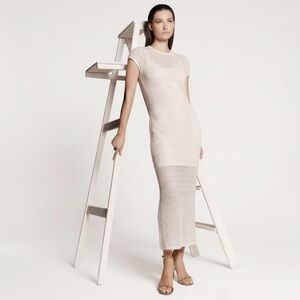 $148 House of Harlow 1960 Knit Maxi Dress Cream Sleeveless Beach Resort Sz S